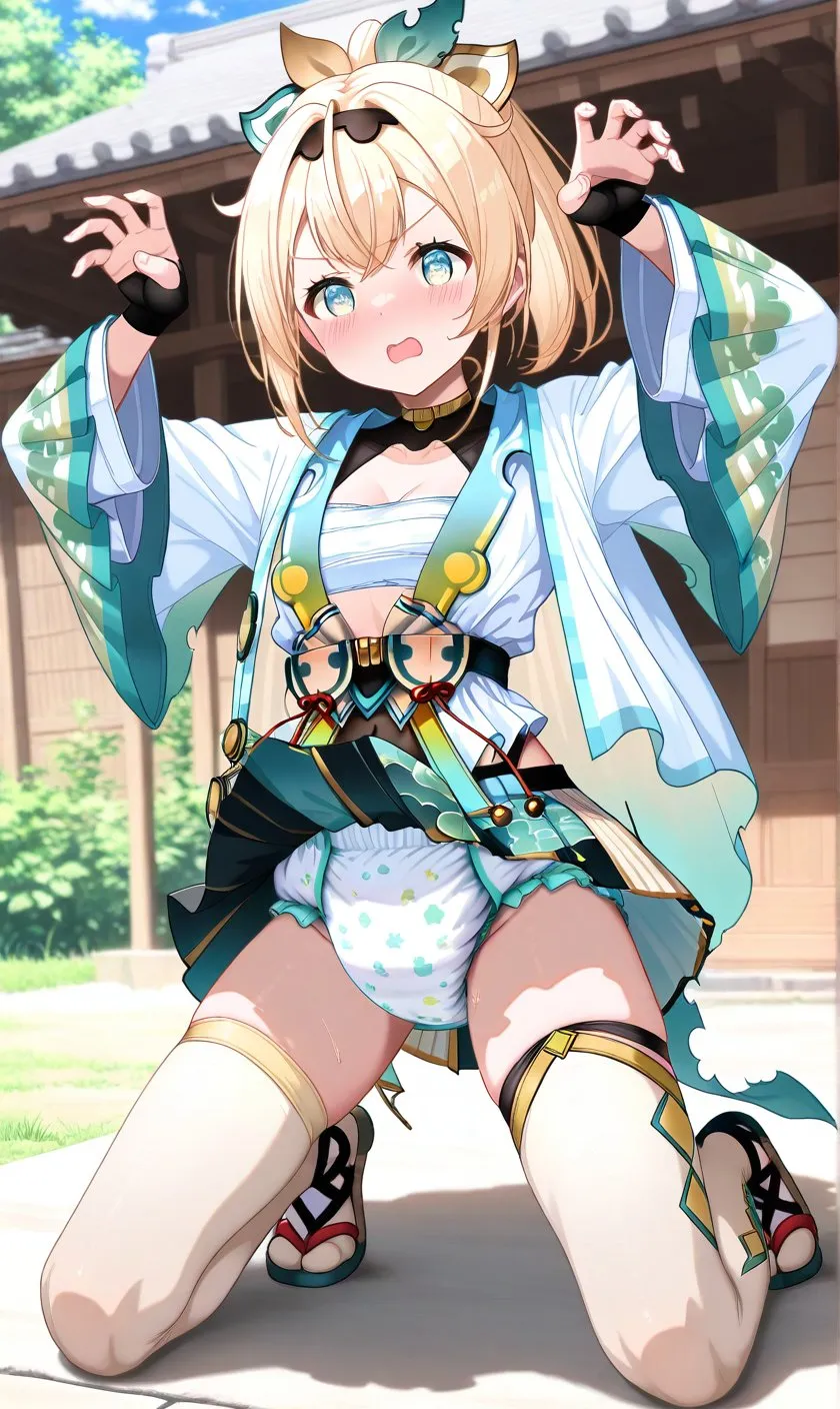 Japanese fighter girl wearing a diaper cover
