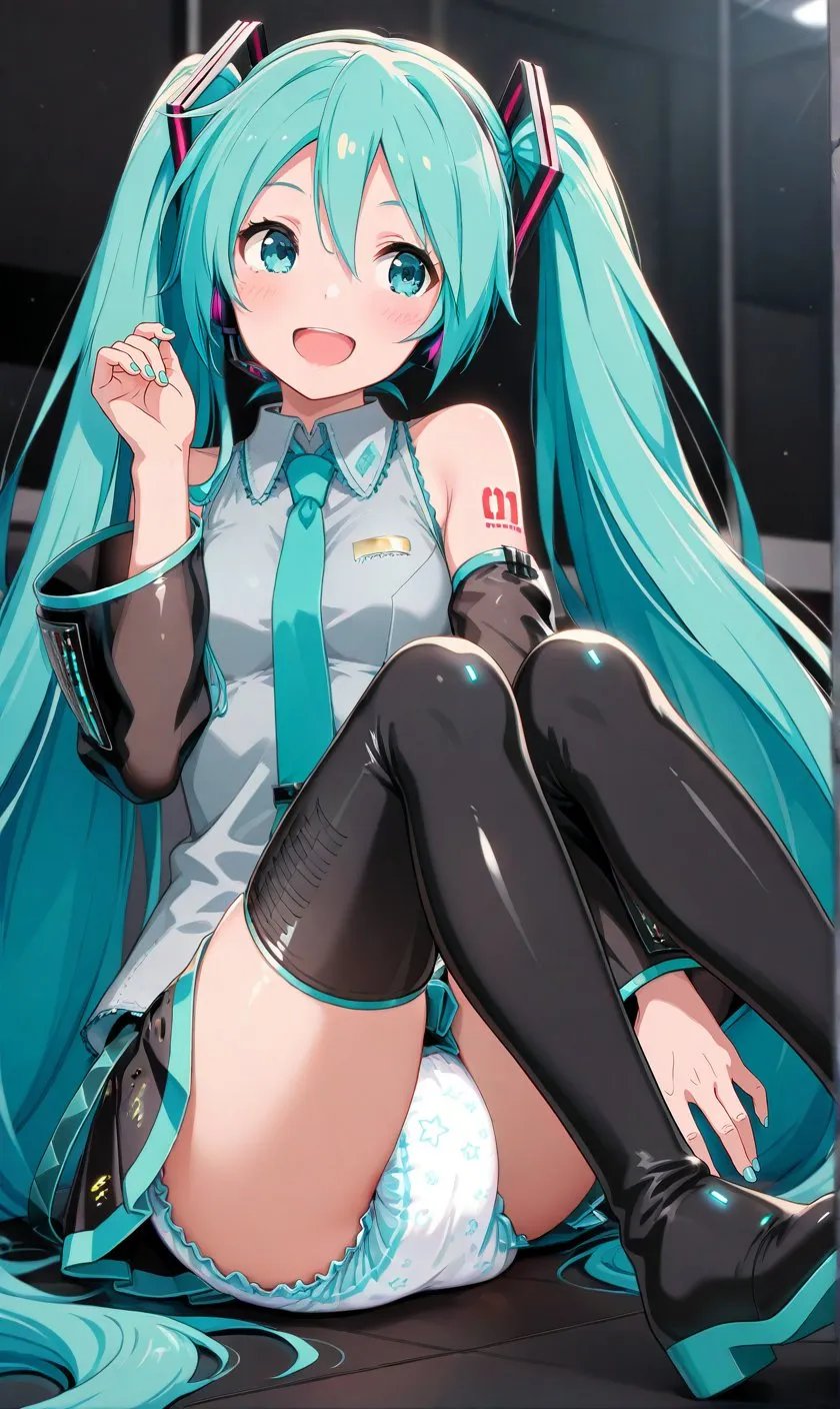 Hatsune Miku is wearing a diaper.