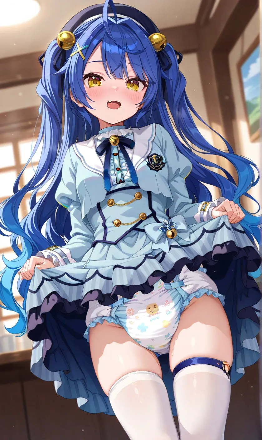 The Blue-Haired Girl's Diaper Showoff