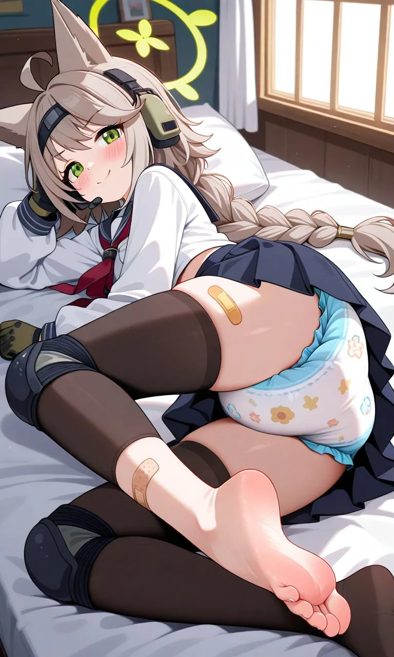 Military Girl Cat Showing Off Her Diaper