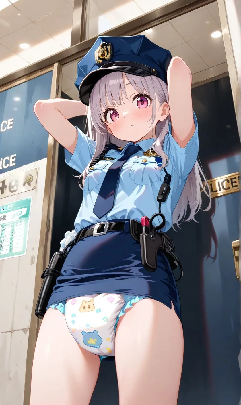 Policewoman on duty wearing diapers