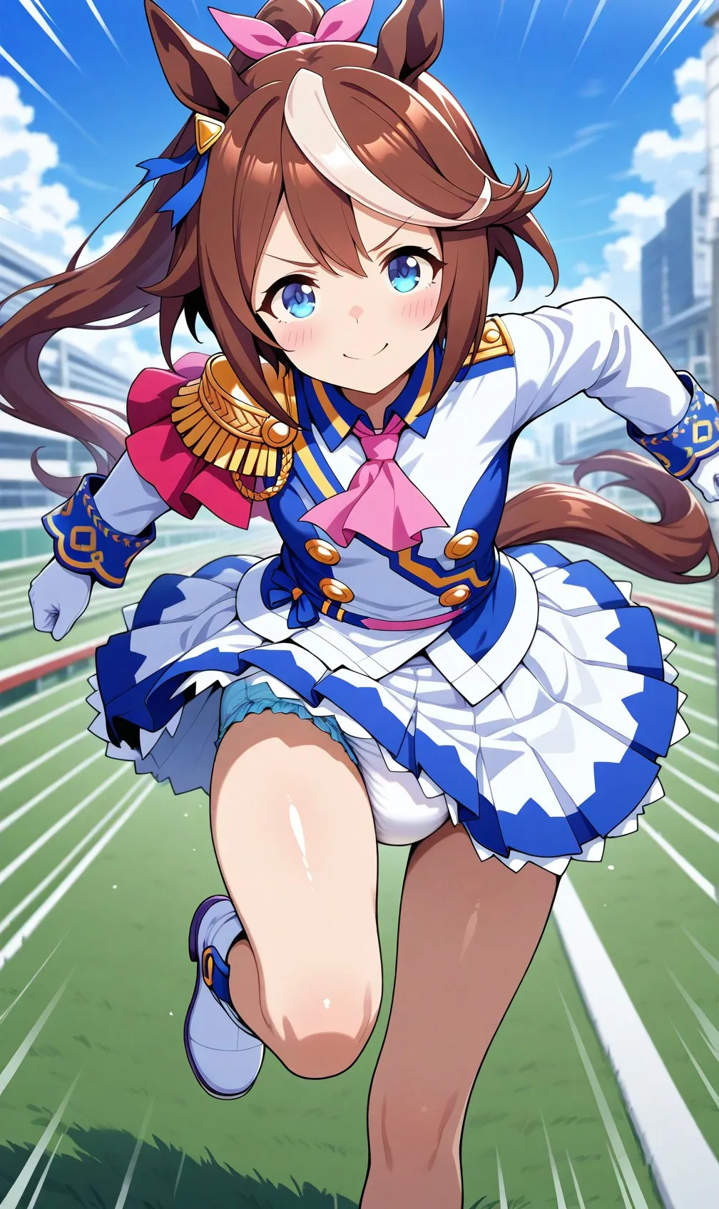 Uma Musume girls run while wearing diapers