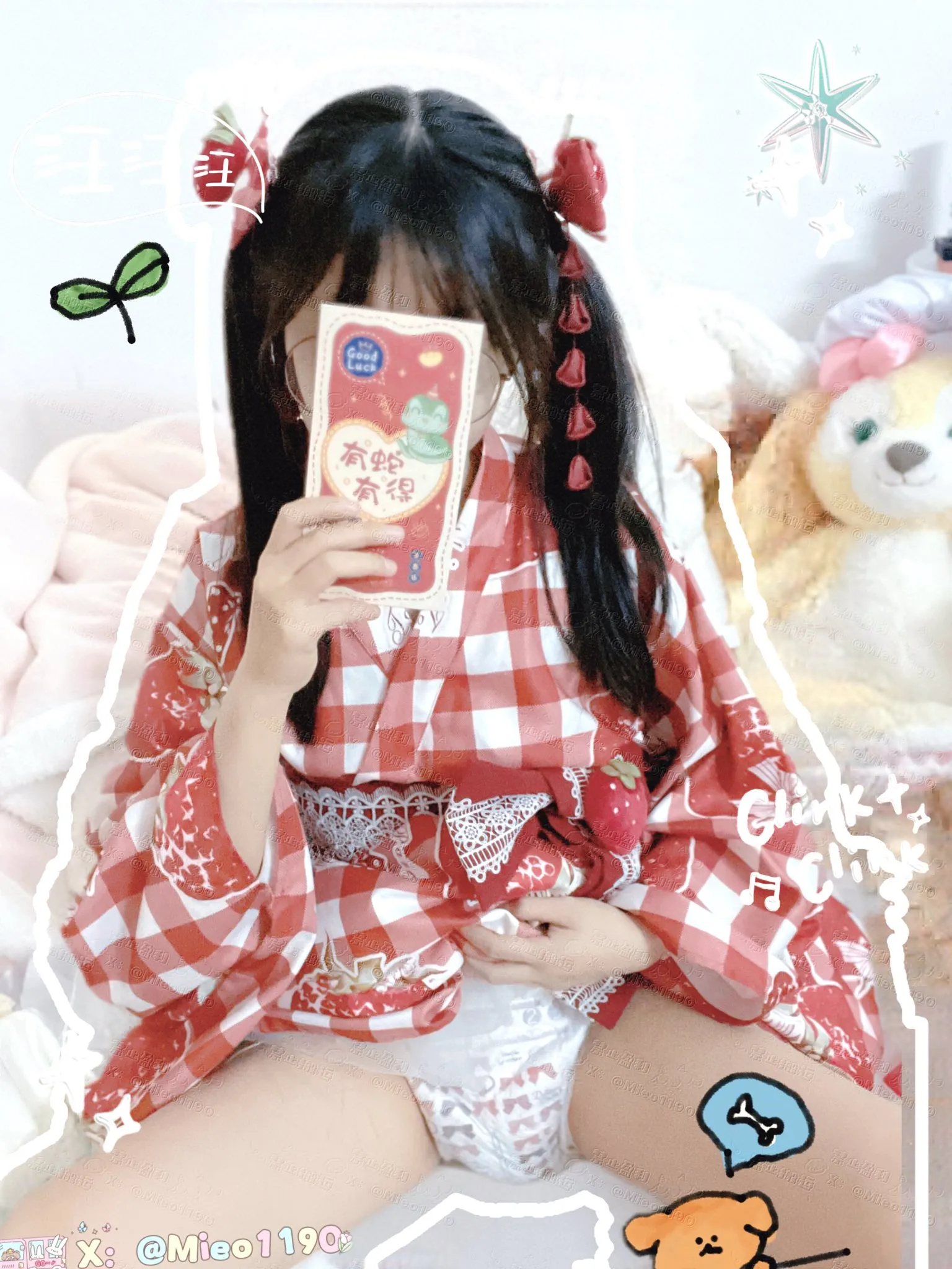 A cute ABDL girl wearing a red outfit and diapers