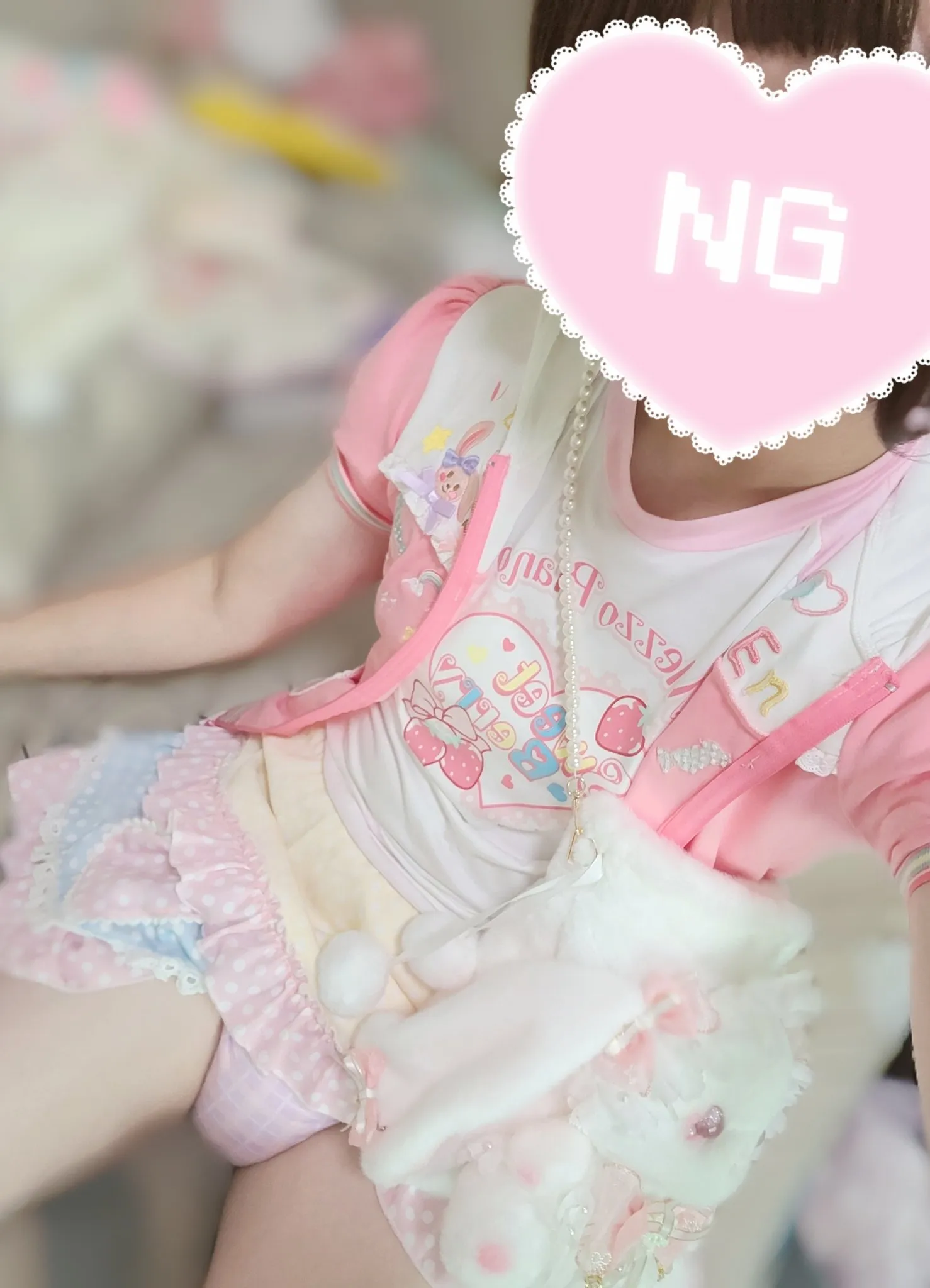 A pink diaper is visible beneath the ABDL girl's skirt.