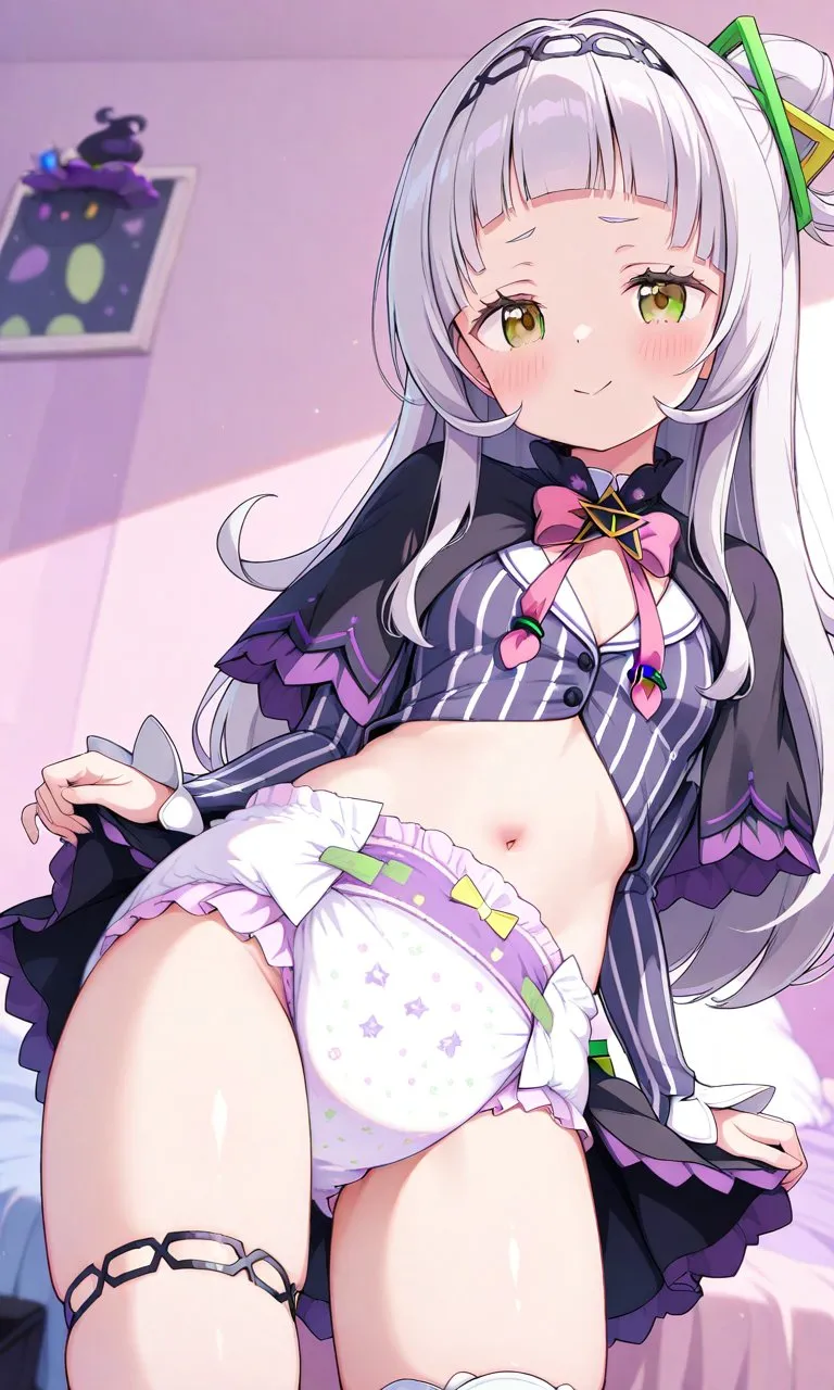 The ABDL girl showing off her purple diaper