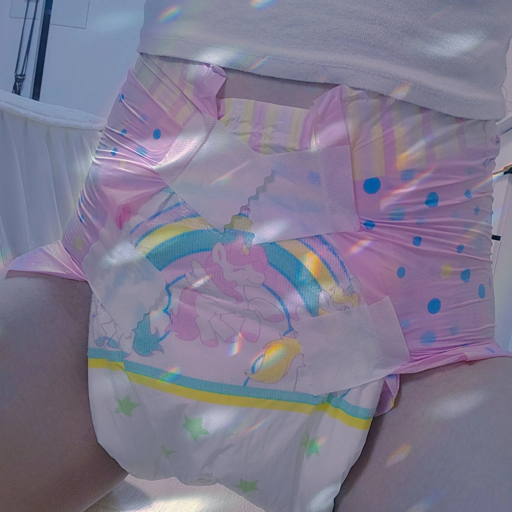 ABDL girl's pink unicorn diaper.