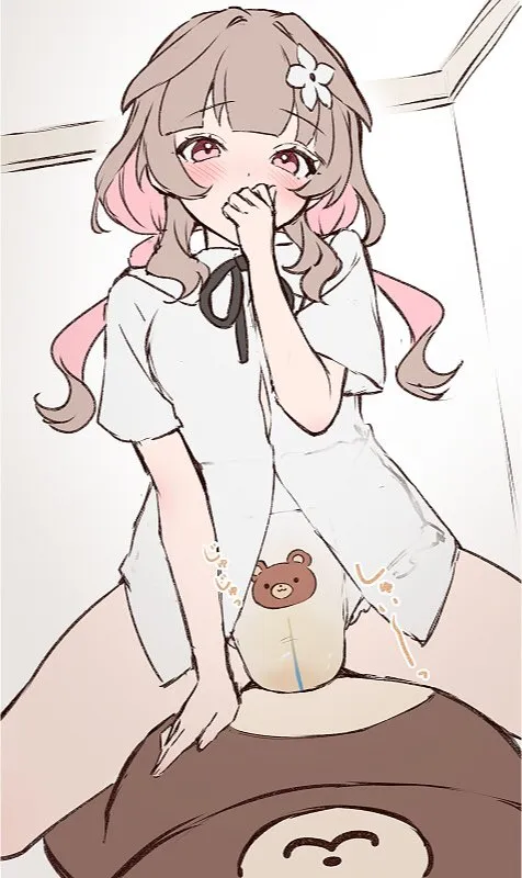 An ABDL girl masturbates while rubbing herself on a teddy bear wearing a teddy bear diaper.