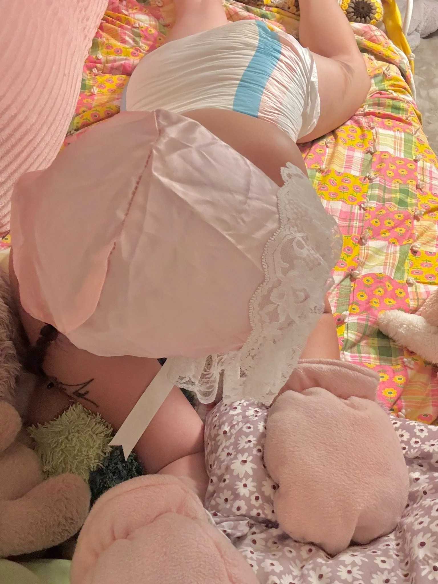 The diapered girl who says, “I woke up.”