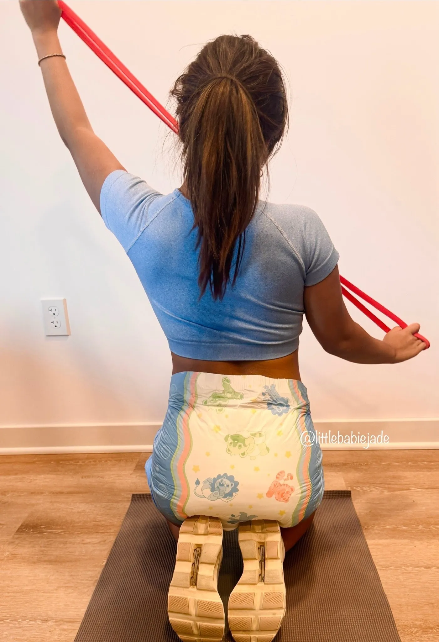 Exercising in diapers is always fun.
